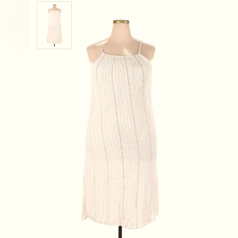 Cassee's Gold Threaded Halter Dress szM Vtg Toga Party Greek Goddess